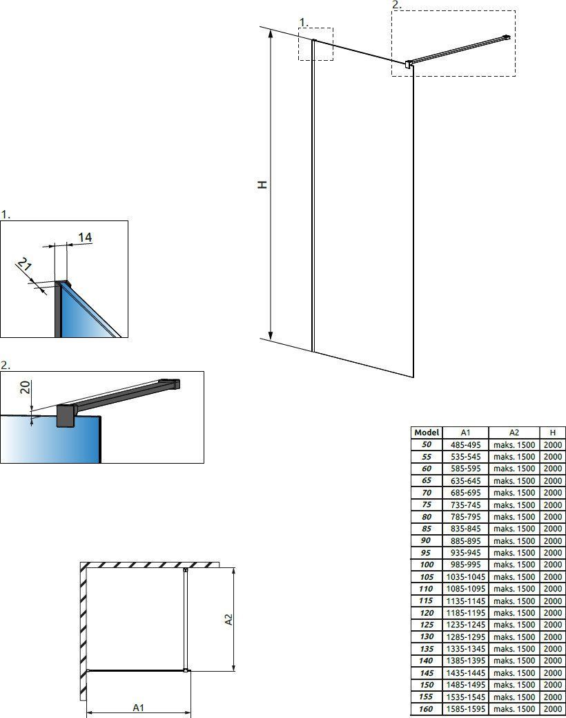 Перегородка Radaway Modo New Black II