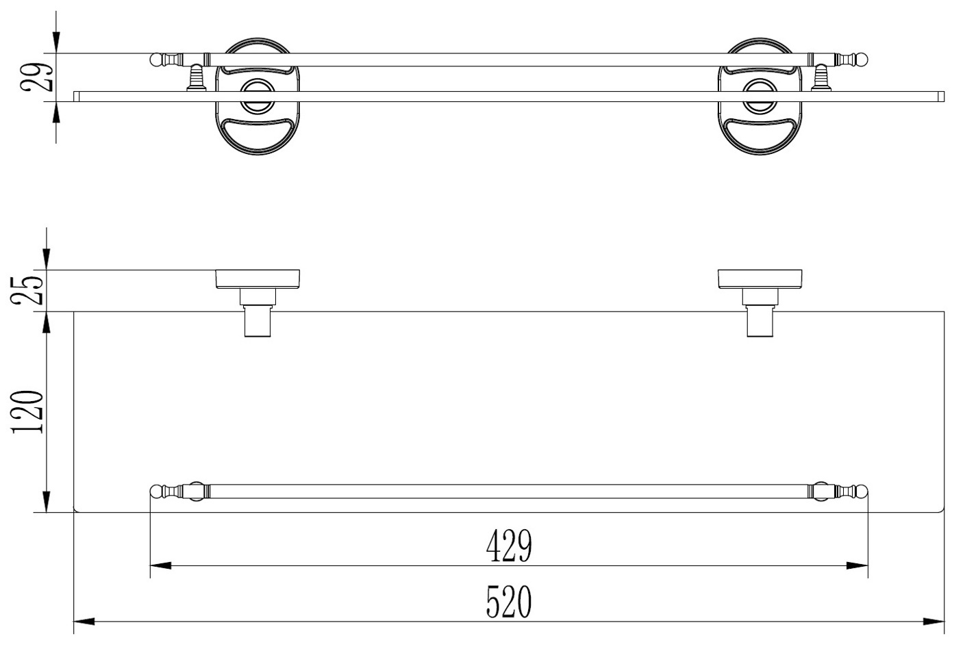 Полка с ограничителем одинарная стекло Ledeme L1907