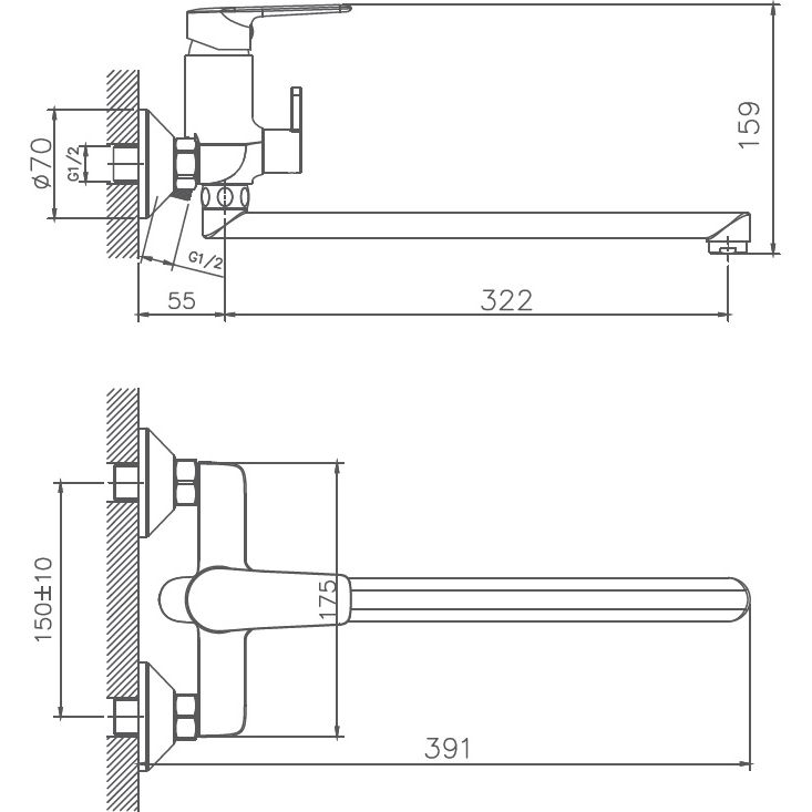 Смеситель для ванны с изливом 35 см Haiba HB22563