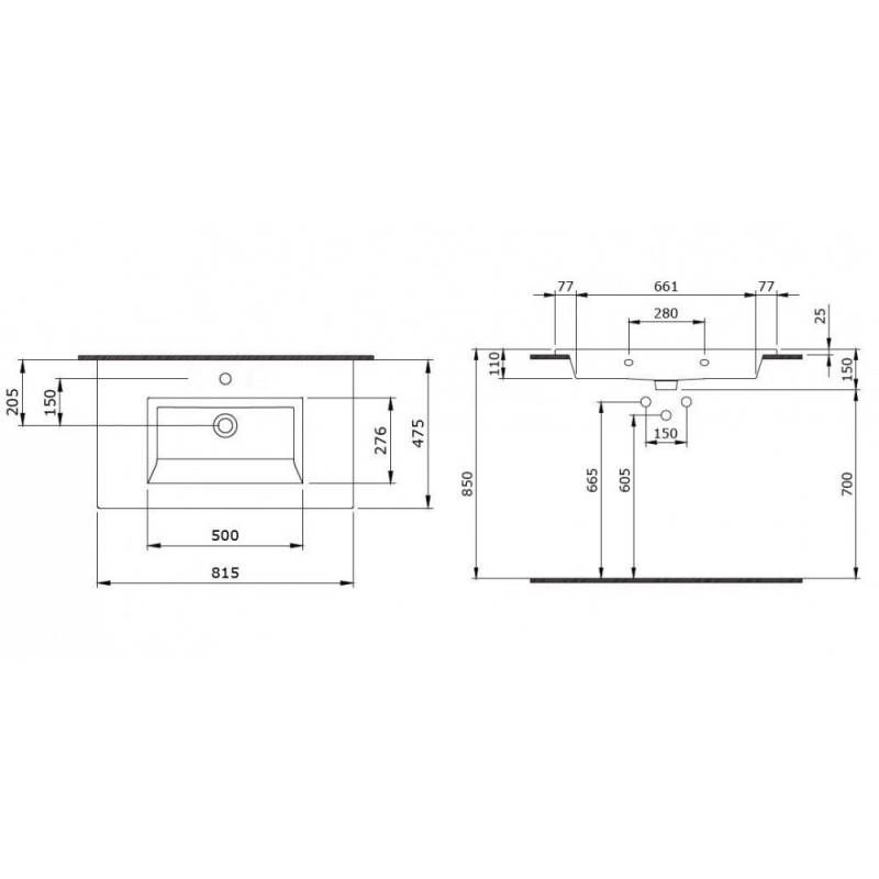Умывальник Bocchi Milano 81x47, 1113-001-0126