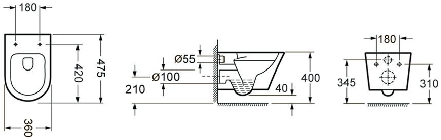 Подвесной унитаз Lavinia Boho Biore Compacto Rimless, 330402CR