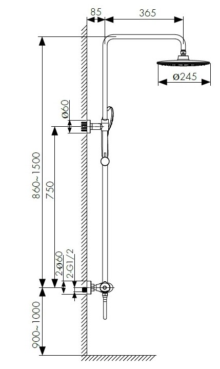 Душевая система с термостатом Kaiser, 7177