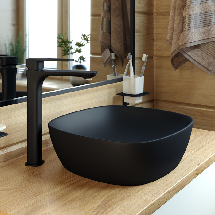 Смеситель для умывальника, черный, Iddis Slide, SLIBL01i01