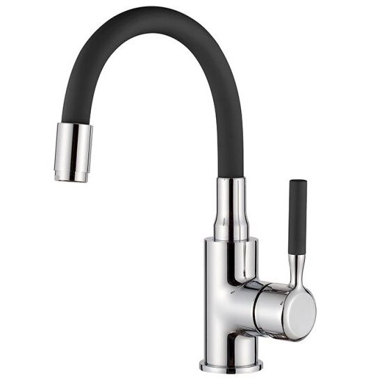 Смеситель для умывальника с гибким изливом черный/хром Ledeme L1399-2