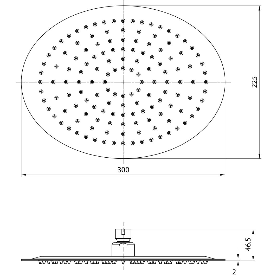 Лейка душевая верхняя овальная 300х225 мм Lemark, LM9484S