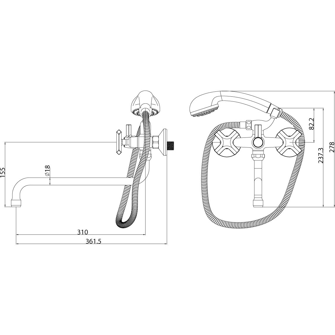 Смеситель универсальный с круглым изливом 300 мм Lemark Promotion, LM6051C
