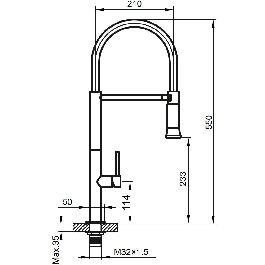Смеситель для кухни с пружинным изливом и двухрежимной насадкой Ahti Kemi, KM803019