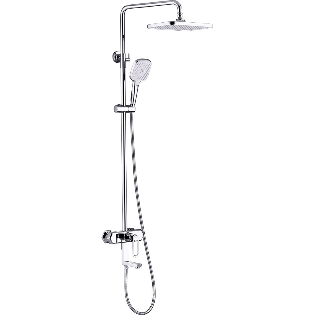 Смеситель для ванны с верхней душевой лейкой поворотный излив Lemark Prizma, LM3962C