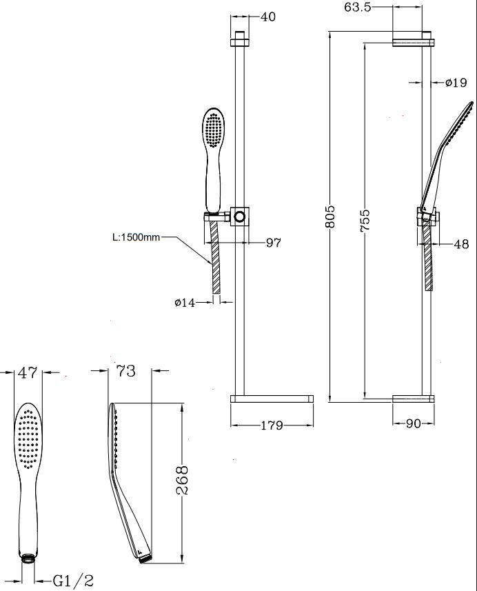 Душевой гарнитур Omnires Siena, SIENA-SCRB