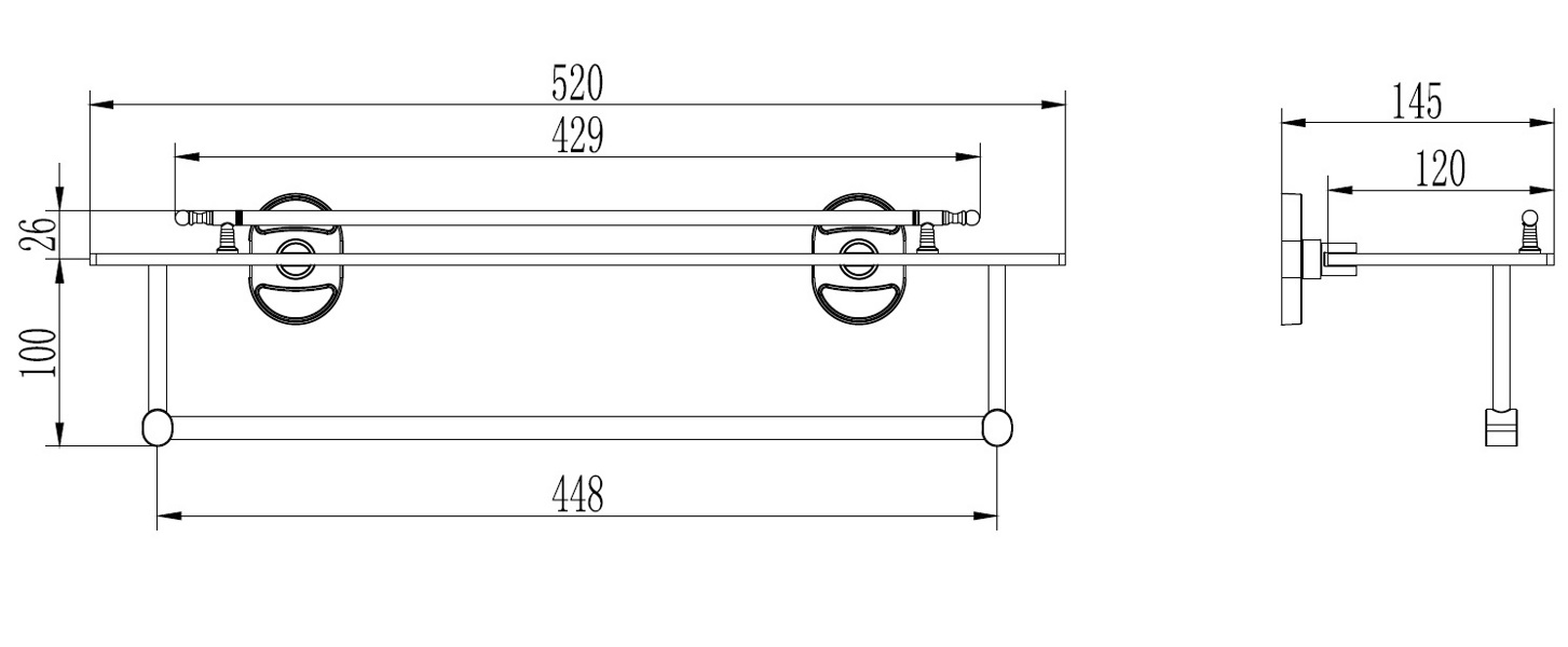 Полка с ограничителем и полотенцедержателем Ledeme L1907-4