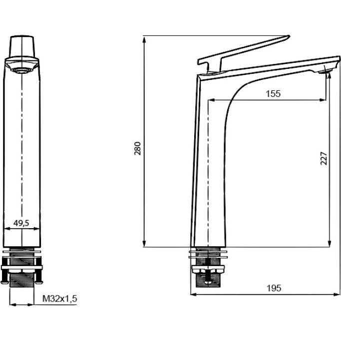 Смеситель для накладной раковины Ahti Pori, PR202001