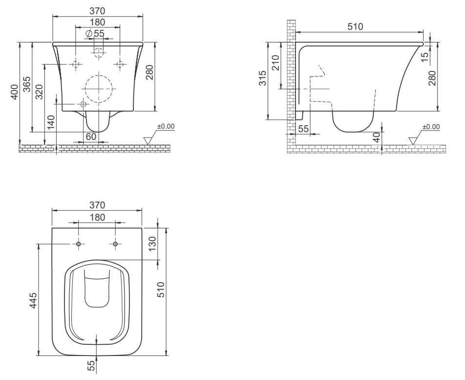 Унитаз подвесной безободковый CeraStyle Ibiza, HC00106PH00