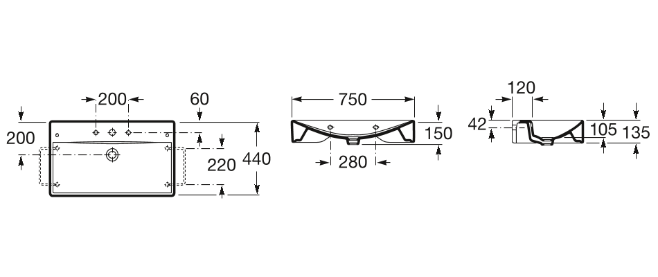 Умывальник накладной Roca Diverta 75, A327110000