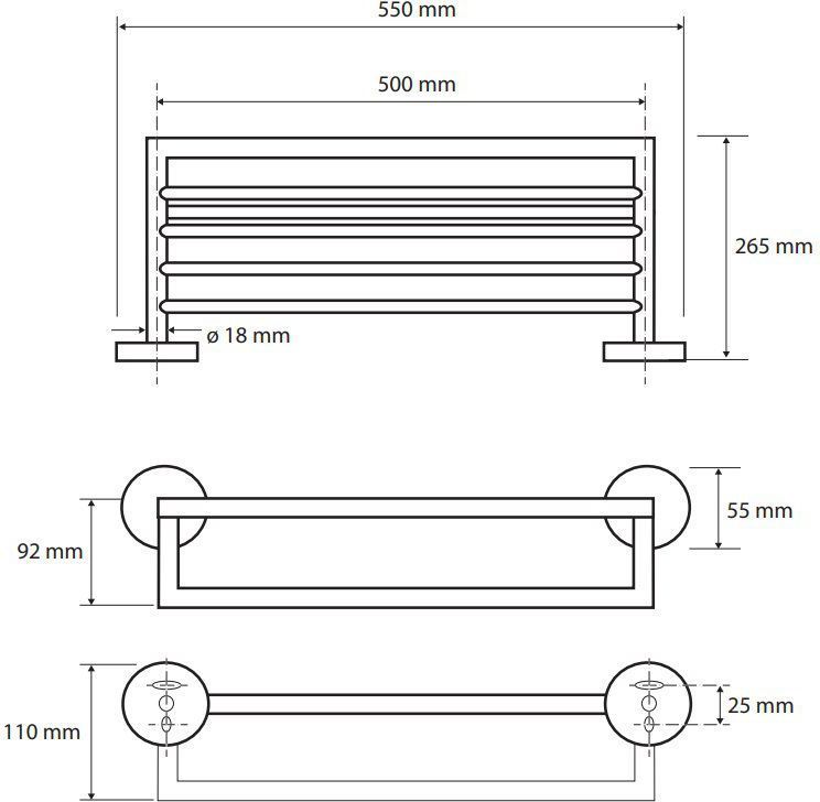 Полочка для полотенец 500 мм Bemeta Dark, 104219070