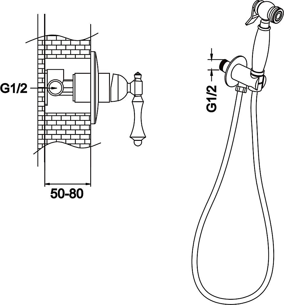 Гигиенический душ Rose, R0105Q