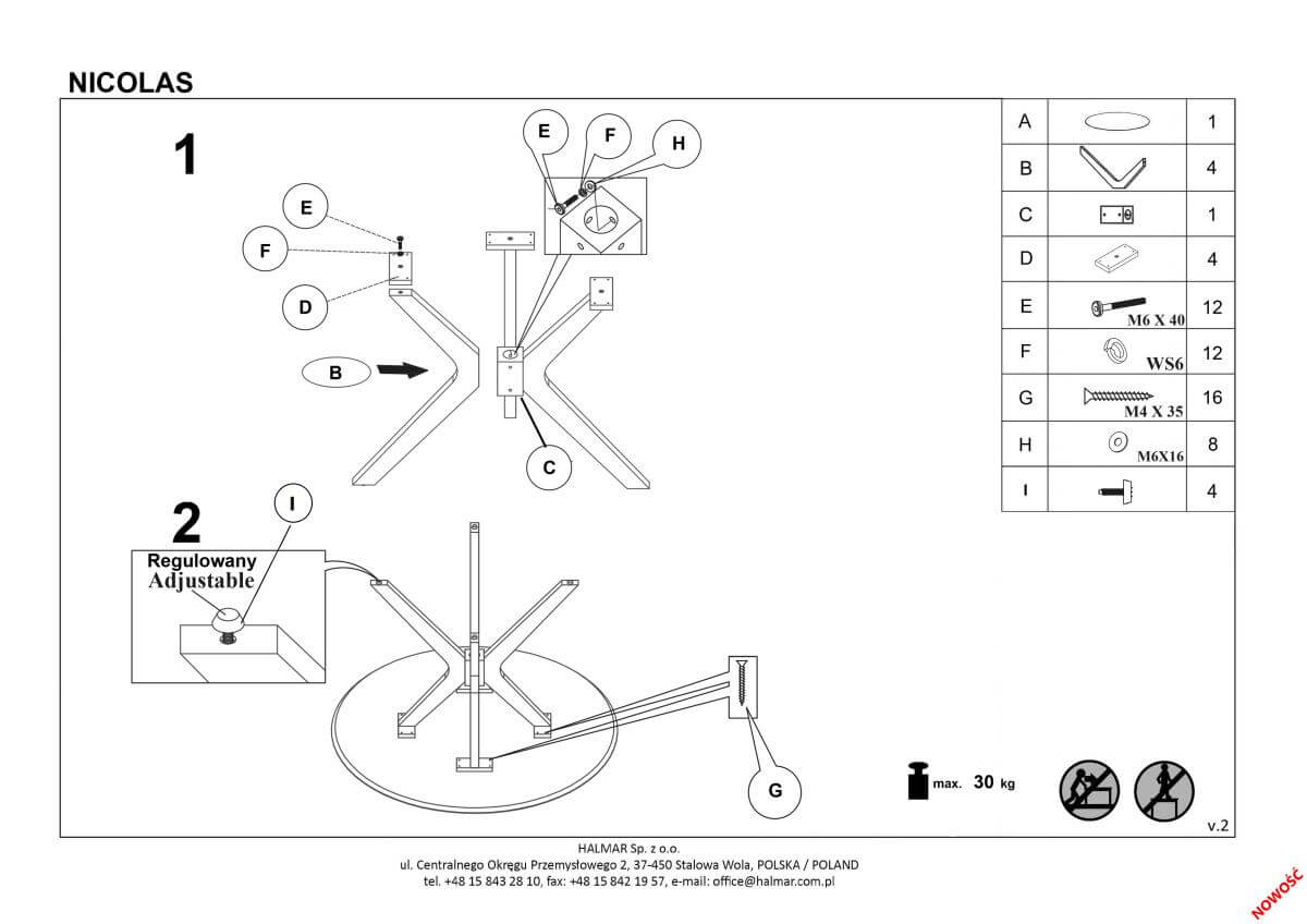 Стол обеденный Halmar Nicolas дуб натуральный, V-CH-NICOLAS-ST