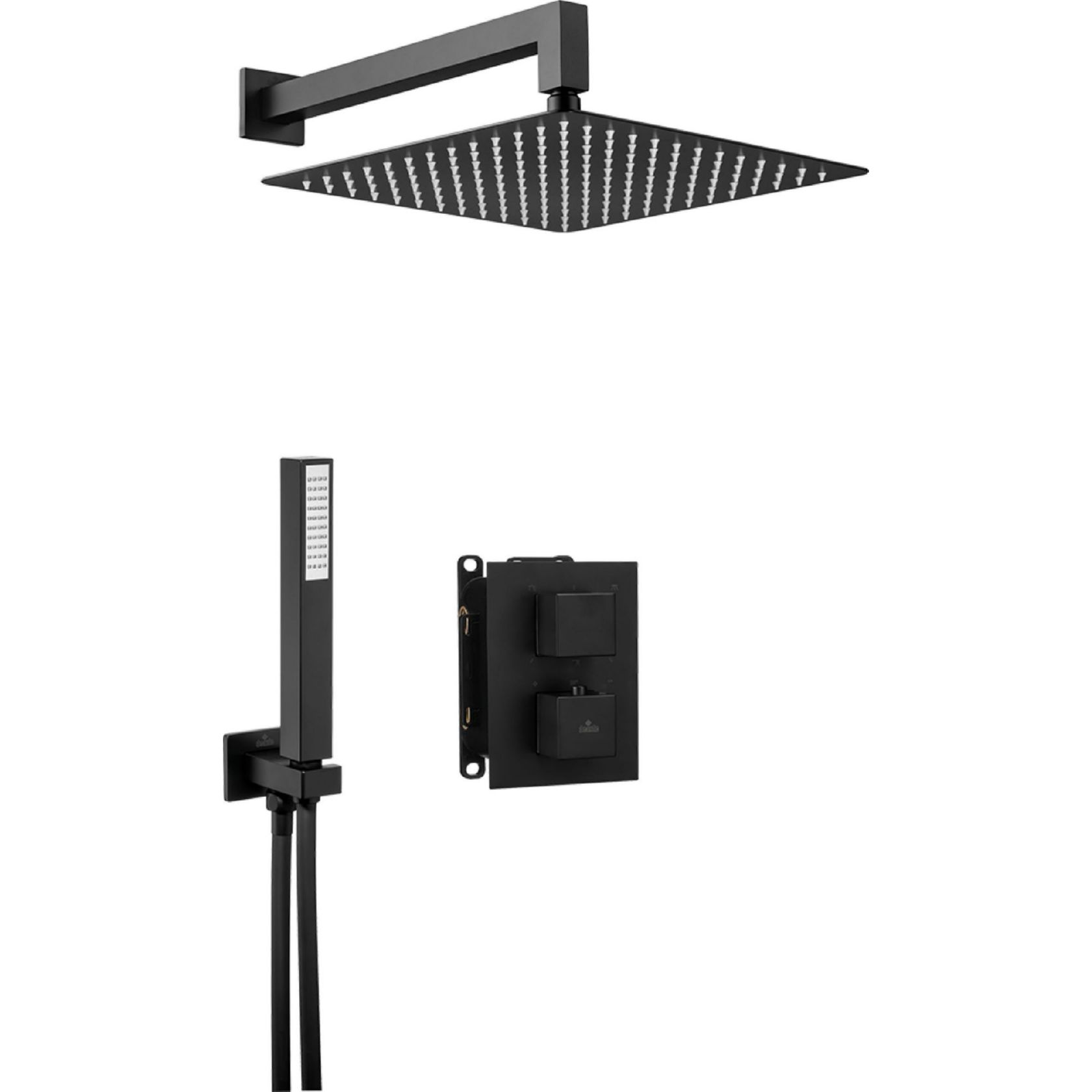 Душевая система скрытого монтажа с квадратным термостическим смесителем Deante Box Nero, BXYZNEAT