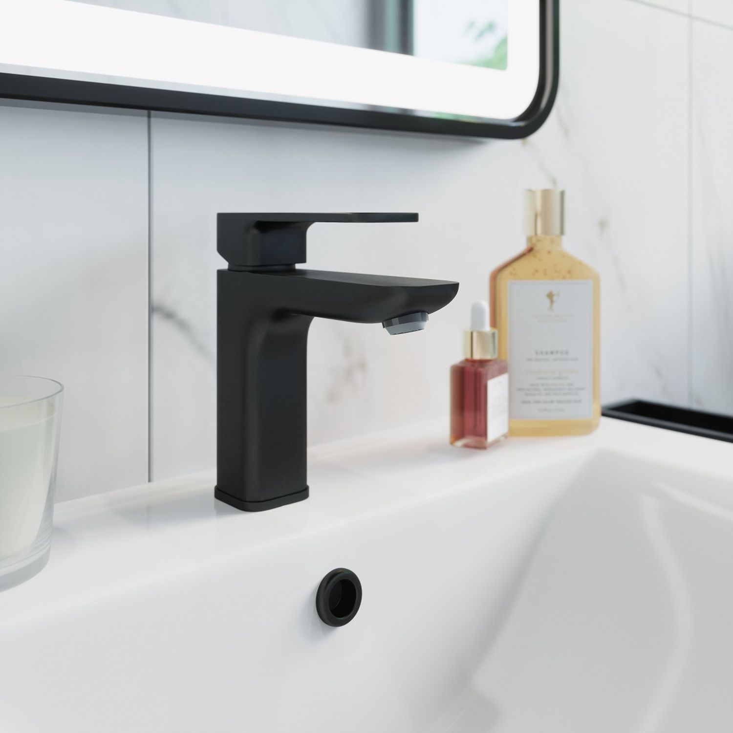 Смеситель для умывальника, черный, Iddis Slide, SLIBL00i01