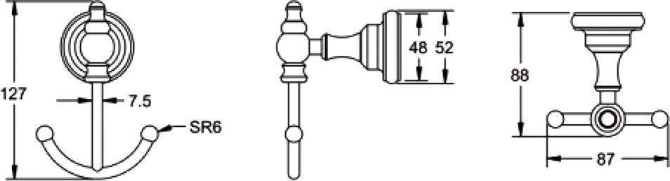 Крючок двойной Rose, RG1121