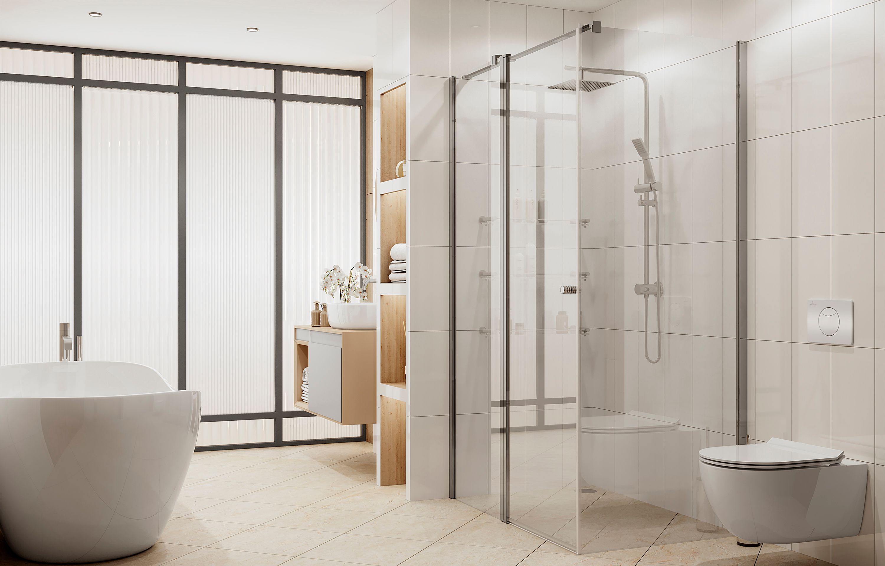 Прямоугольное душевое ограждение с распашной дверью Ambassador Nord