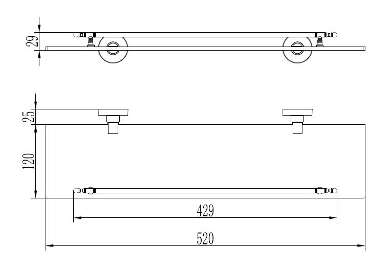 Полка с ограничителем одинарная (сатин) Ledeme L71707