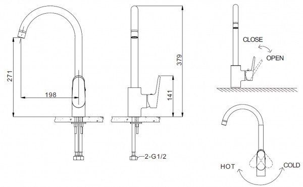 Смеситель для кухни Bravat Pure F7105161C