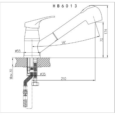 Смеситель с выдвигающейся лейкой Haiba HB6013