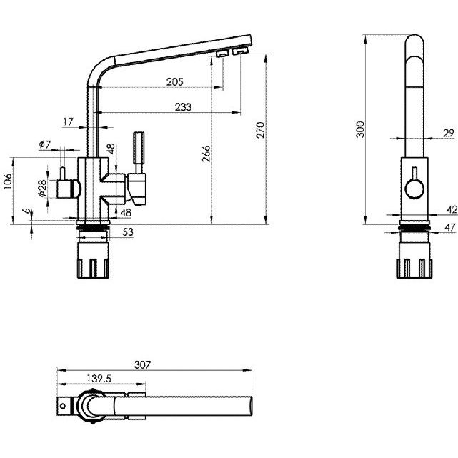 Смеситель для мойки Vivi Felice 1516-10 Nero Opaco