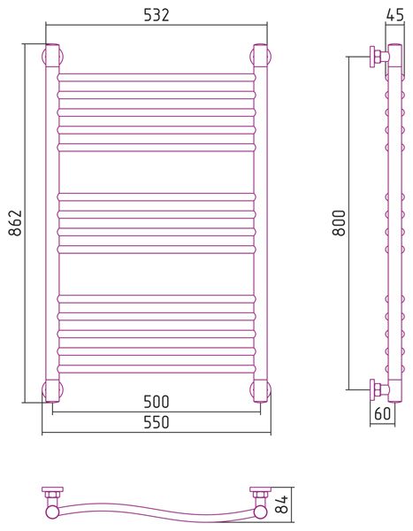 Водяной полотенцесушитель Сунержа Флюид+ 800x500