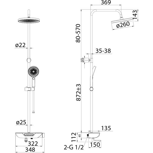 Смеситель для ванны с верхним душем Iddis SpaHome, SPASBBTi06
