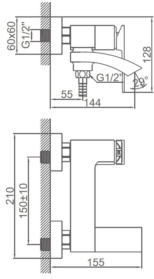 Смеситель для ванны черный Ledeme L3178B