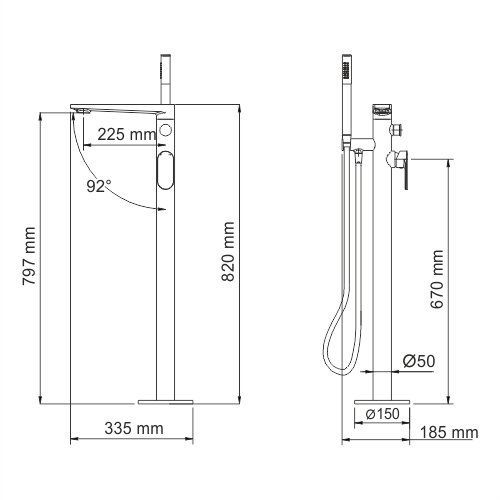 Напольный смеситель для ванны WassserKRAFT Dinkel, 5821