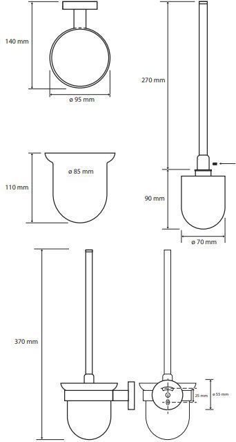 Туалетная щетка с держателем Bemeta Dark, 104113010