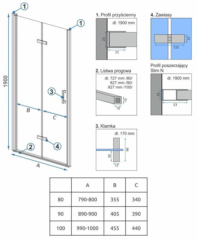 Душевая дверь Rea Molier Chrome
