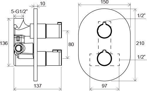 Смеситель скрытого монтажа Ravak Chrome CR 064.00, X070095