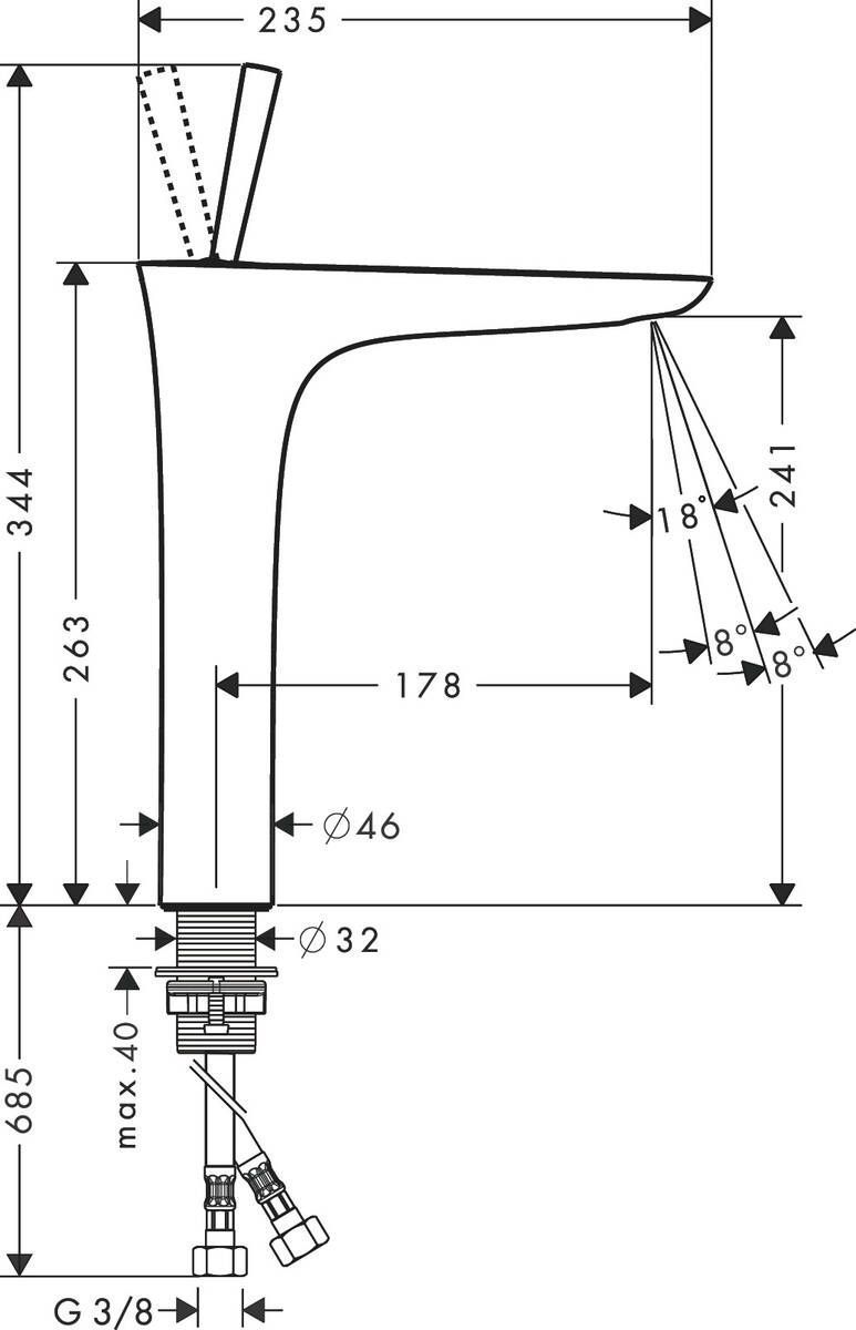 Смеситель для раковины Hansgrohe PuraVida 110, 15072000