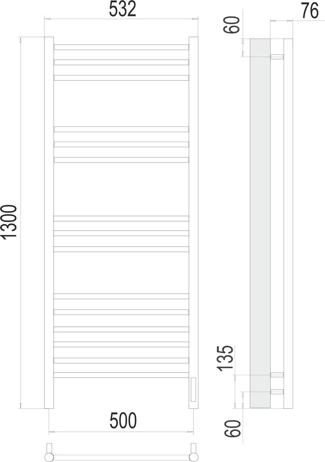 Электрический полотенцесушитель Terminus Аврора (Sensor Quick Touch) П15 50x130 RAL9005