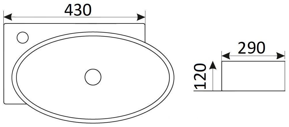 Раковина для ванной Ceramalux 43.5x30, 9100R
