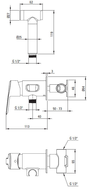 Смеситель скрытого монтажа с гигиеническим душем Deante Arnika Gold, BQA_Z34M