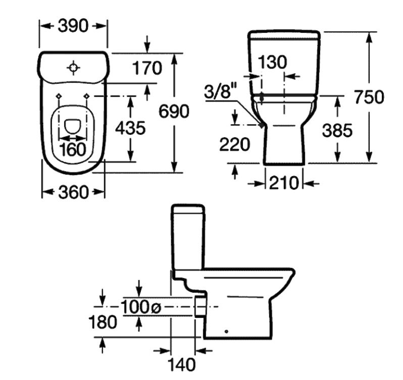 Чаша для унитаза Roca Giralda, 7342466000