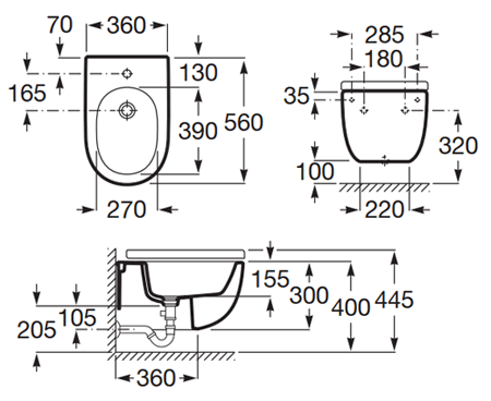 Подвесное биде Roca Meridian-N, A357248000
