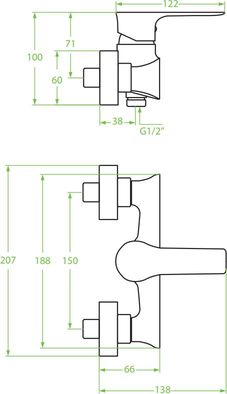 Смеситель для душа Laveo Raila хром, BLL_040D