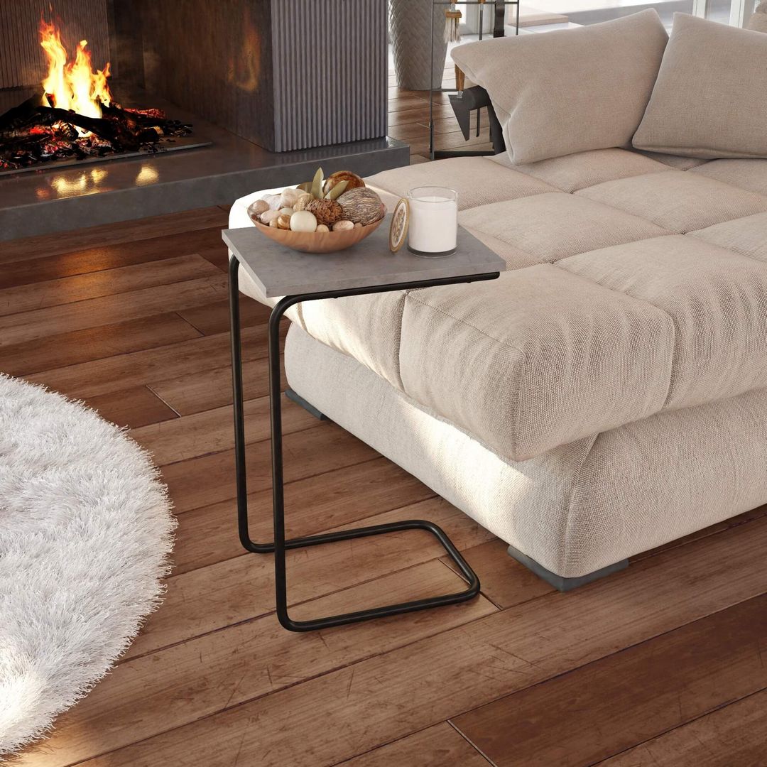 Столик журнальный Sheffilton SHT-CT9 бетон Чикаго светлый/черный муар, 205155