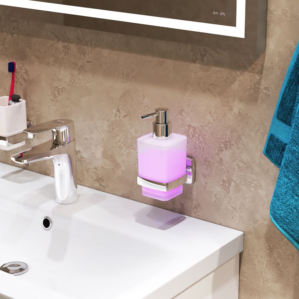 Стеклянный диспенсер для жидкого мыла с настенным держателем AM.PM Gem, A9036900