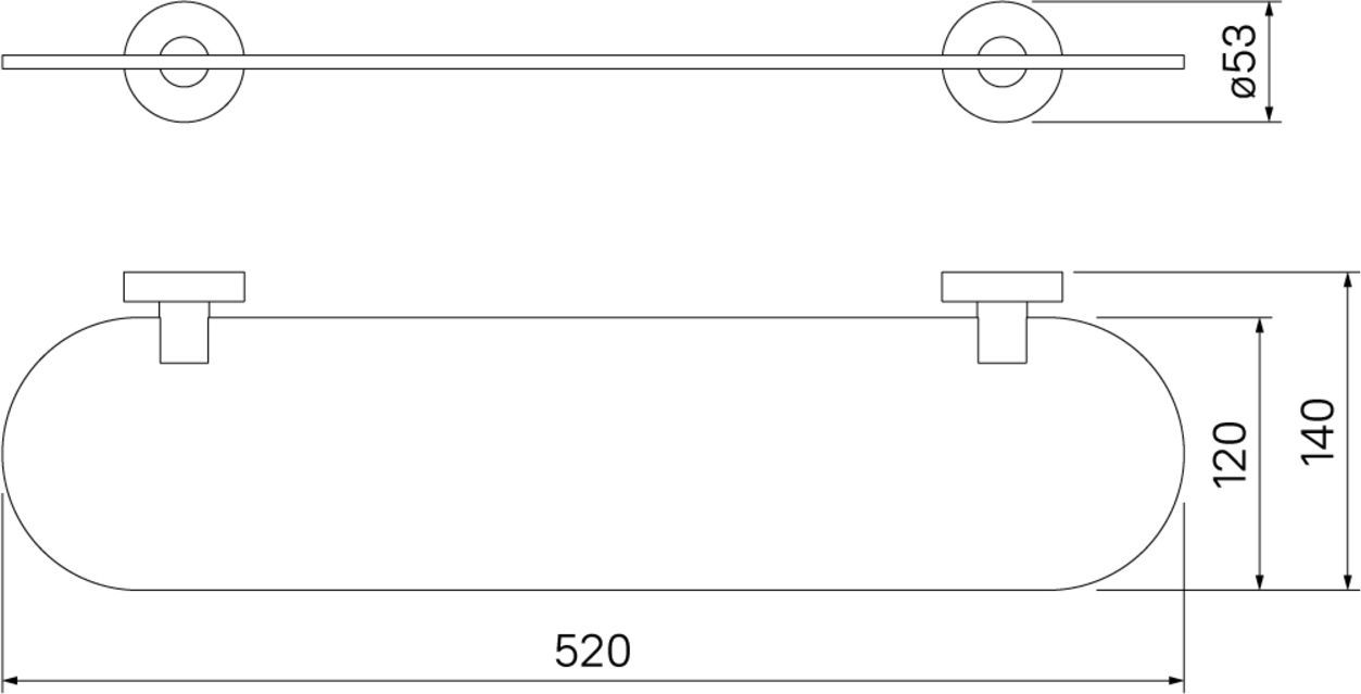 Полка, матовое стекло, сплав металлов, Iddis Sena, SENSSG0i44