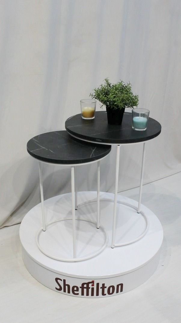Столик журнальный Sheffilton SHT-CT7 камень пьетра черный/белый муар, 205146