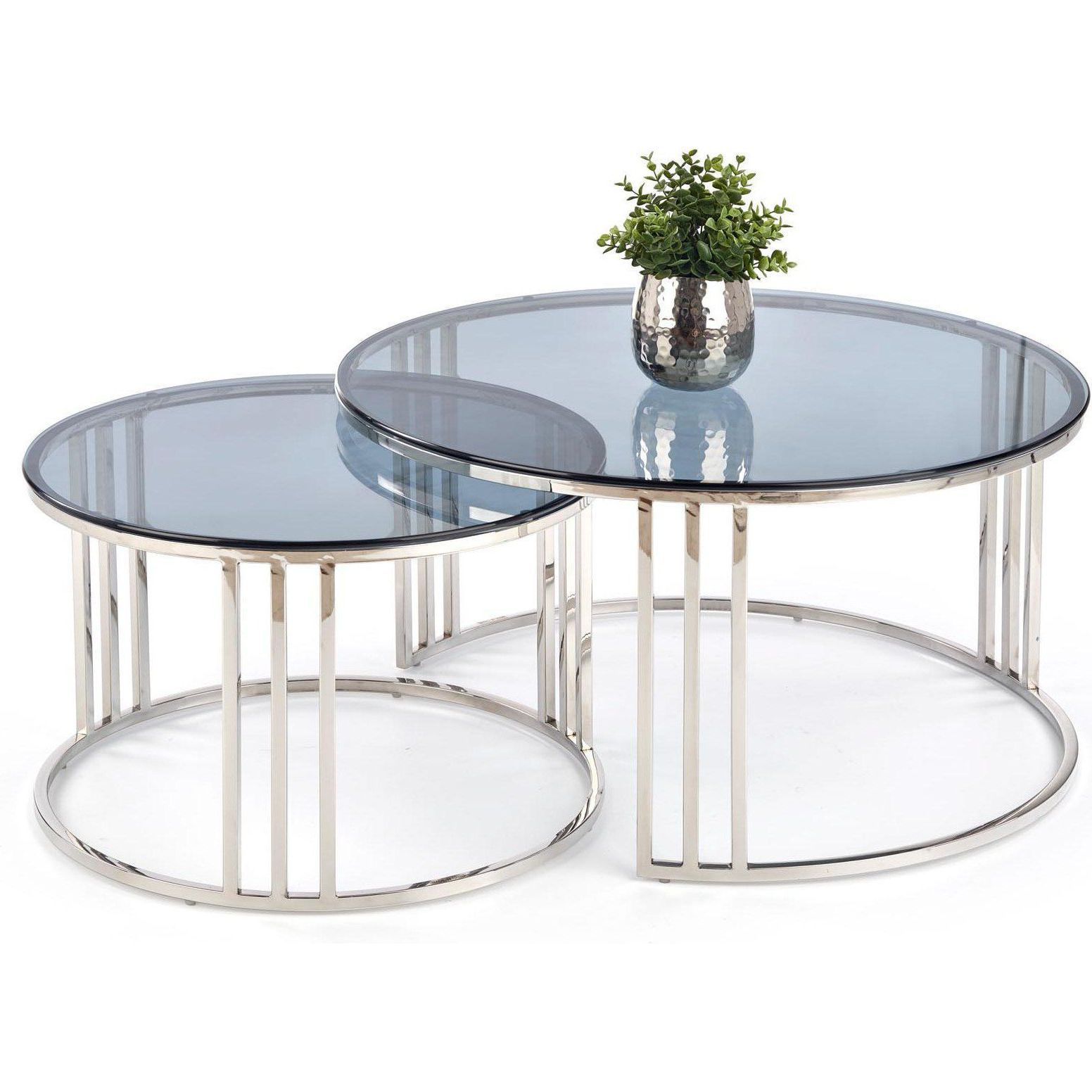 Комплект Halmar Mercury (2 стола журнальных) хром/дымчатый, V-CH-MERCURY-LAW