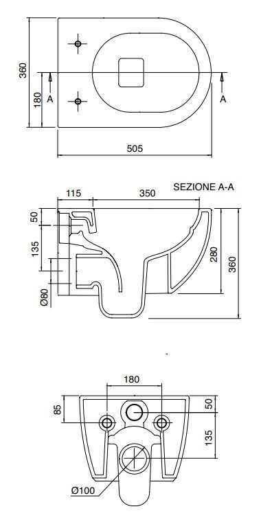 Унитаз подвесной безободковый черный матовый Scarabeo Moon, 5520CL49