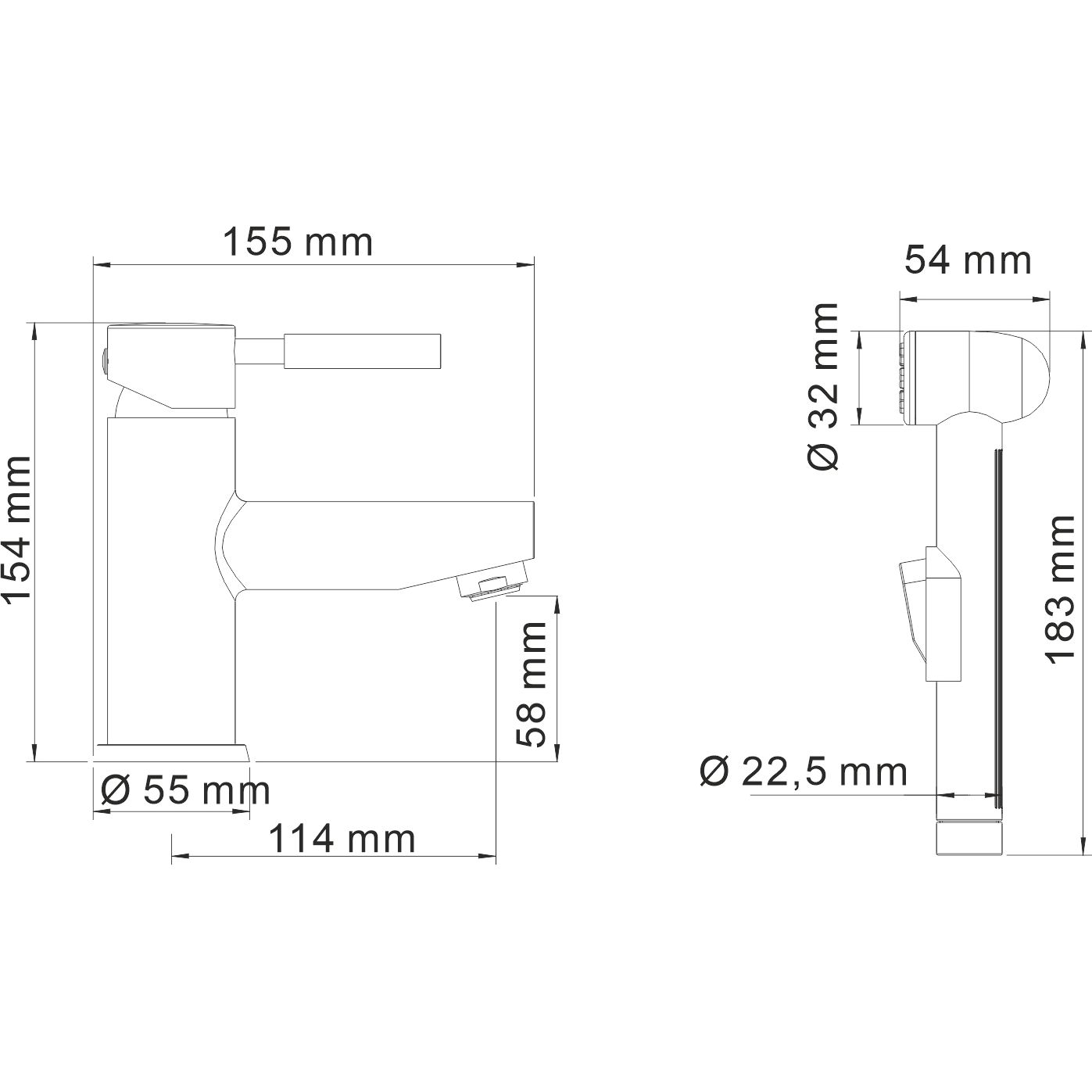 Смеситель для умывальника с гигиенической лейкой WasserKRAFT Main, 4108