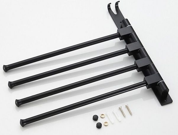 Полотенцедержатель поворотный с 4 крючками (черный) Ledeme L5514